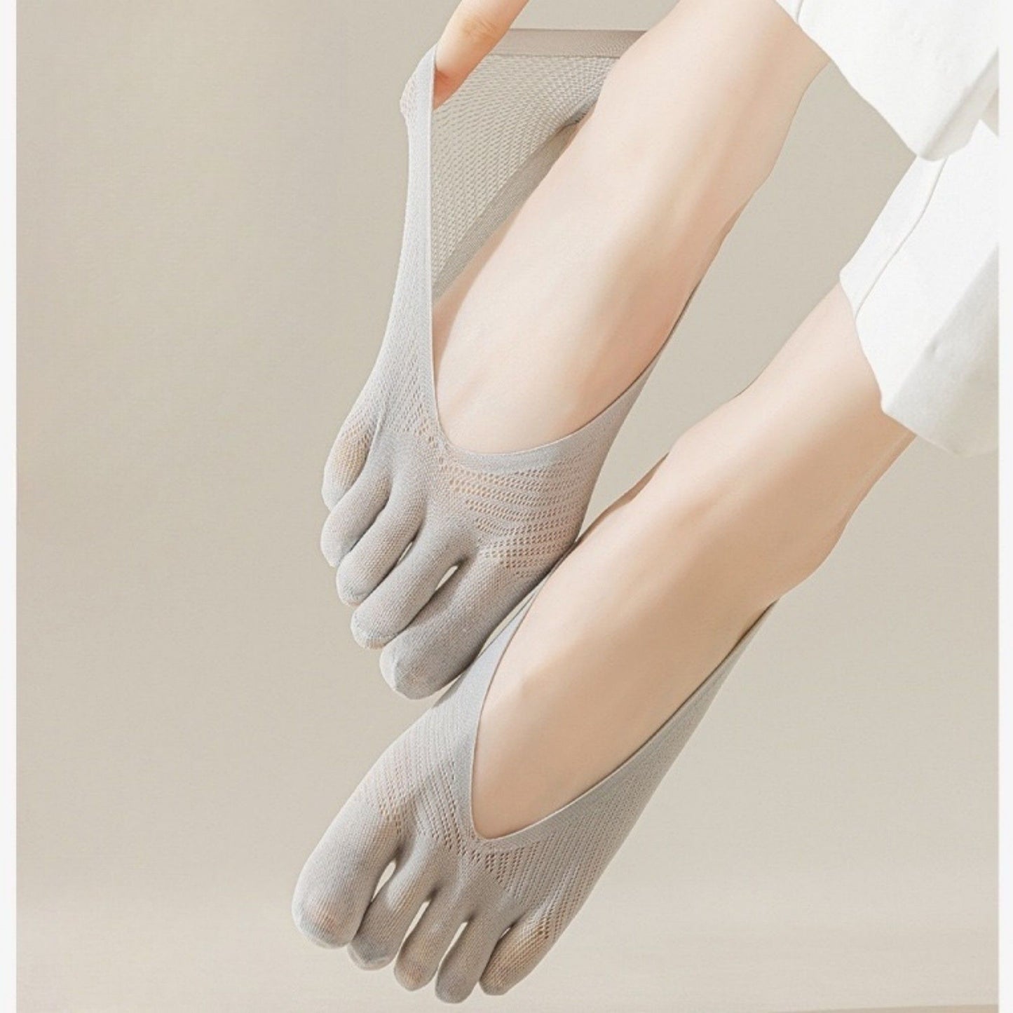 Mesh Toe Socks with Non-Slip Silicone Heel Grip Ultra Low Cut Breathable No Show Sock 3-Pack