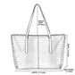 Crocodile Embossed Tote Bag Large Shoulder Handbag with Zipper Closure