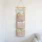 Hanging Wall Organizer with Three Pockets and Brown Gingham Pattern 19x7.8 in
