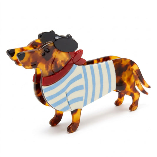 3pc Dachshund Dog Hair Clip Set Tortoiseshell Puppy Barrettes