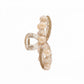 Beaded Flower Metal Hair Claw Clip with Curved Design and Textured Accents