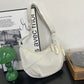 Corduroy Crescent Crossbody Bag with Adjustable Strap and Zip Pockets