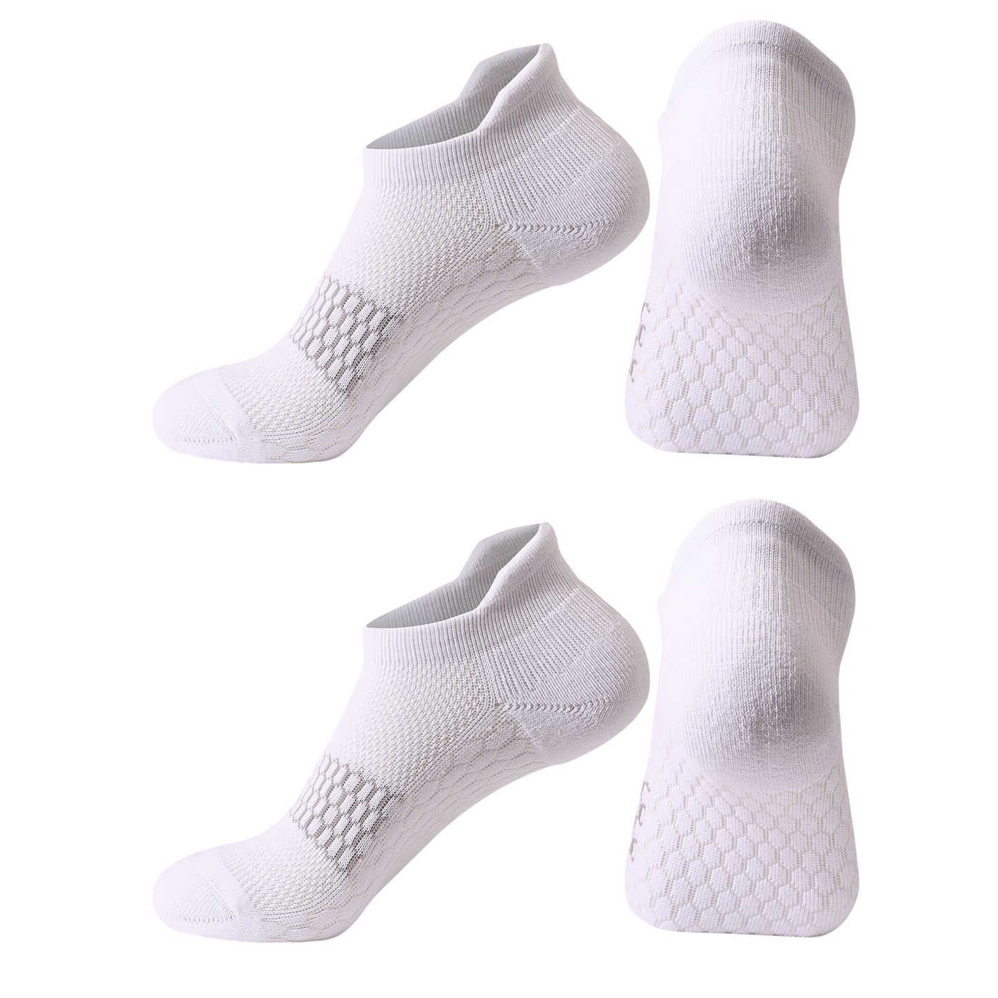 2-Pair Set Low-Cut Athletic Socks with Honeycomb Mesh Ventilation Arch Compression and Cushioned Heel Fit