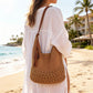Crochet Hobo Shoulder Bag with Tassel Detail Adjustable Strap Slouchy Knit Handbag Lightweight Casual Tote