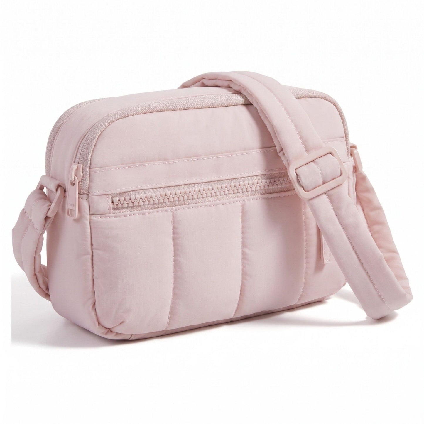 Padded Rectangular Crossbody Bag with Front Zip Pocket and Adjustable Padded Shoulder Strap 8.7x2.8x6.1in