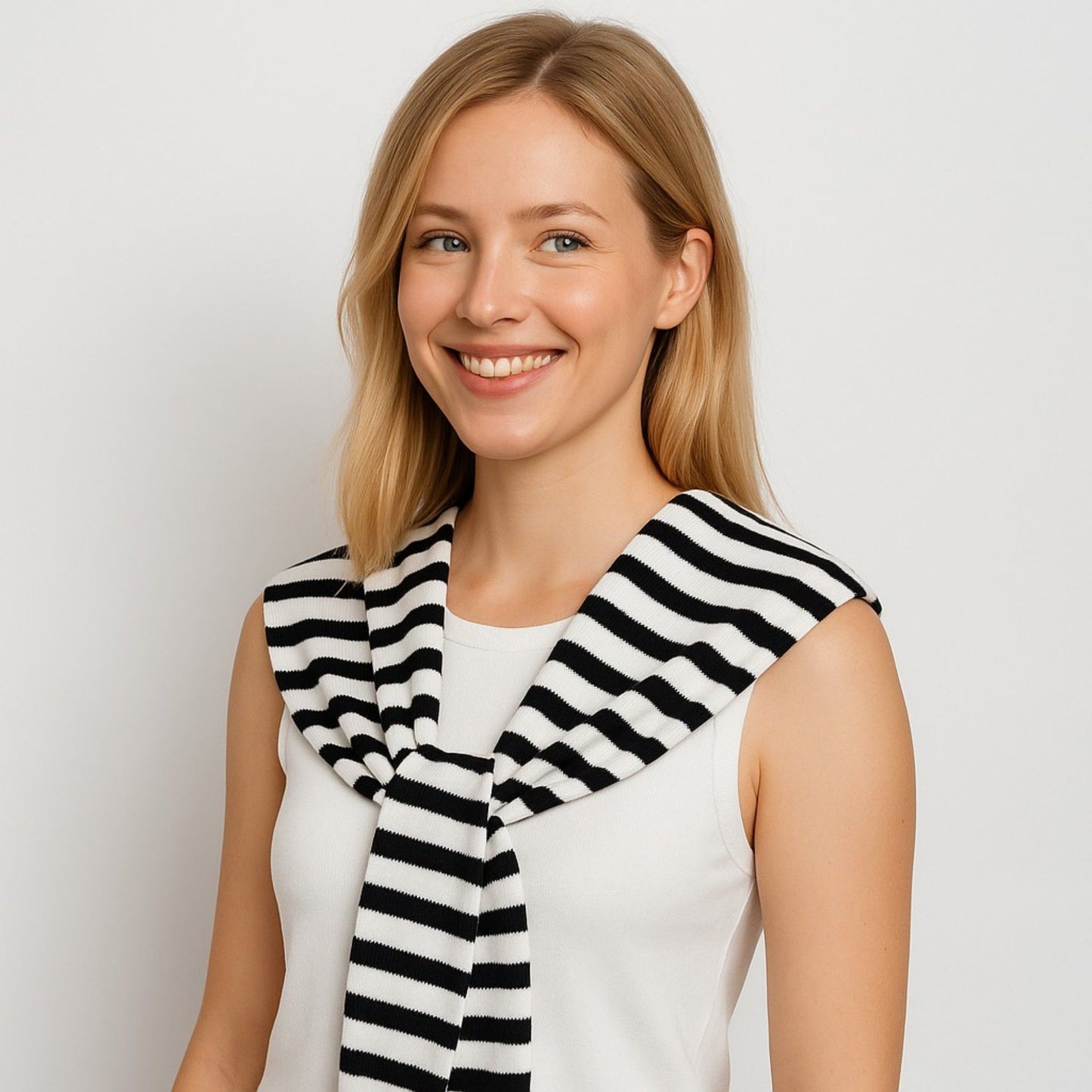 Striped Knit Shoulder Sweater Accessory with Soft Lightweight Fabric 33.5x9.8 inches