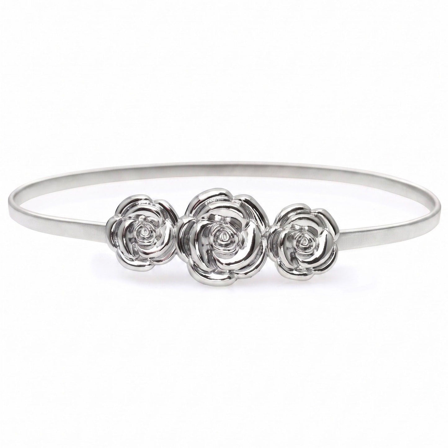 Womens Triple Rose Metal Waist Belt for Dresses