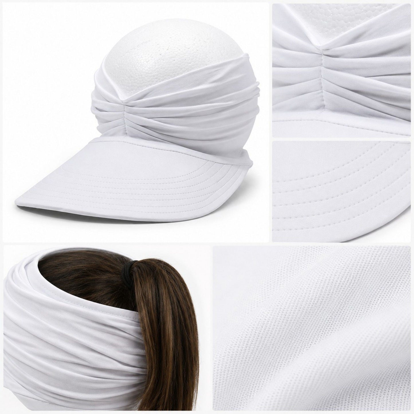 Pleated Visor - Lightweight Sport Sun Hat for Beach and Tennis