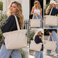 Large Shoulder Tote Bag with Zipper Pockets