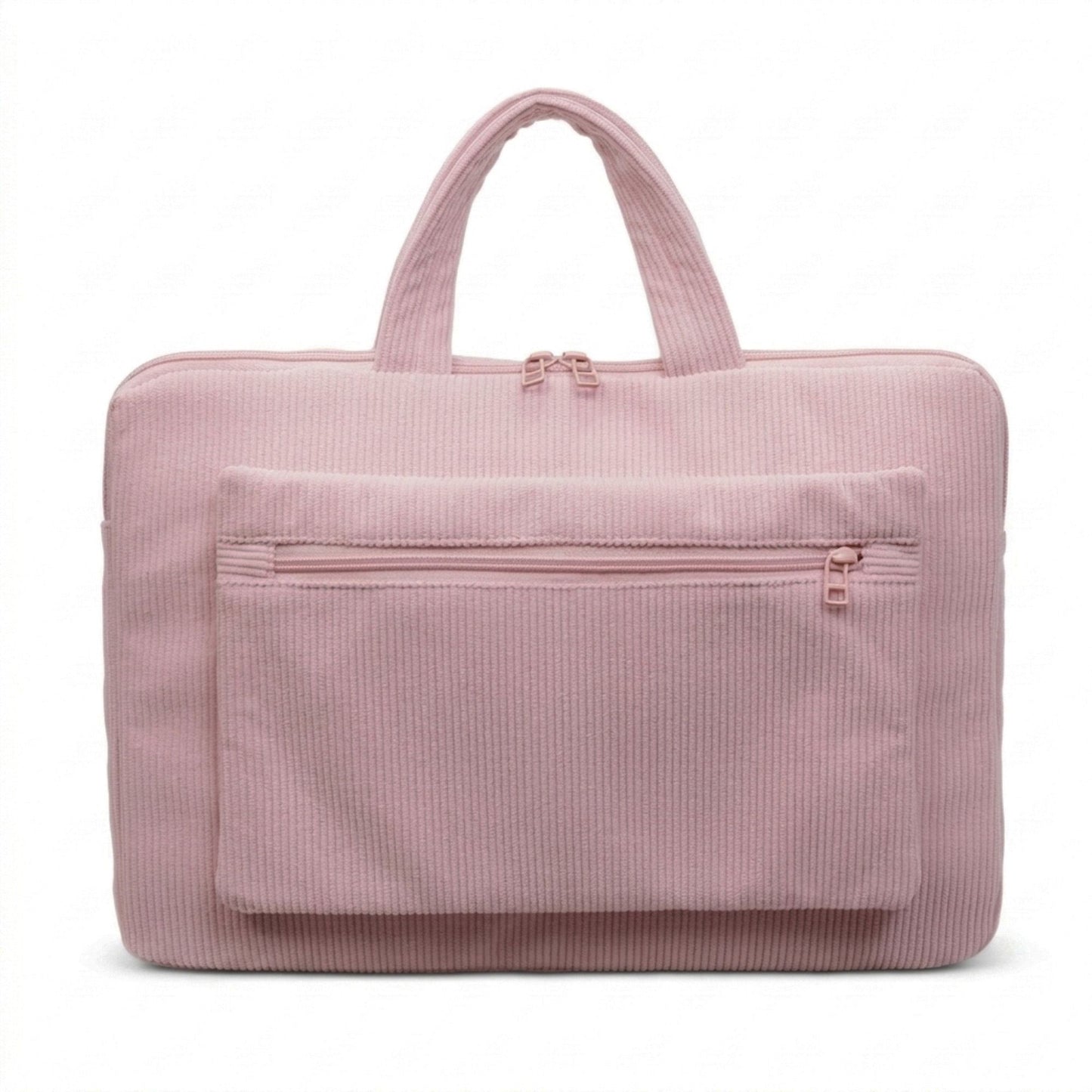 Corduroy Laptop Bag Large Capacity Work Tote with Front Zipper Pocket