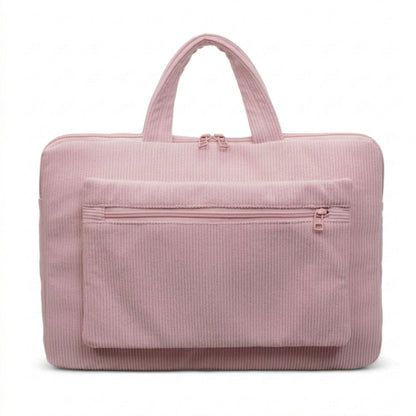 Corduroy Laptop Bag Large Capacity Work Tote with Front Zipper Pocket