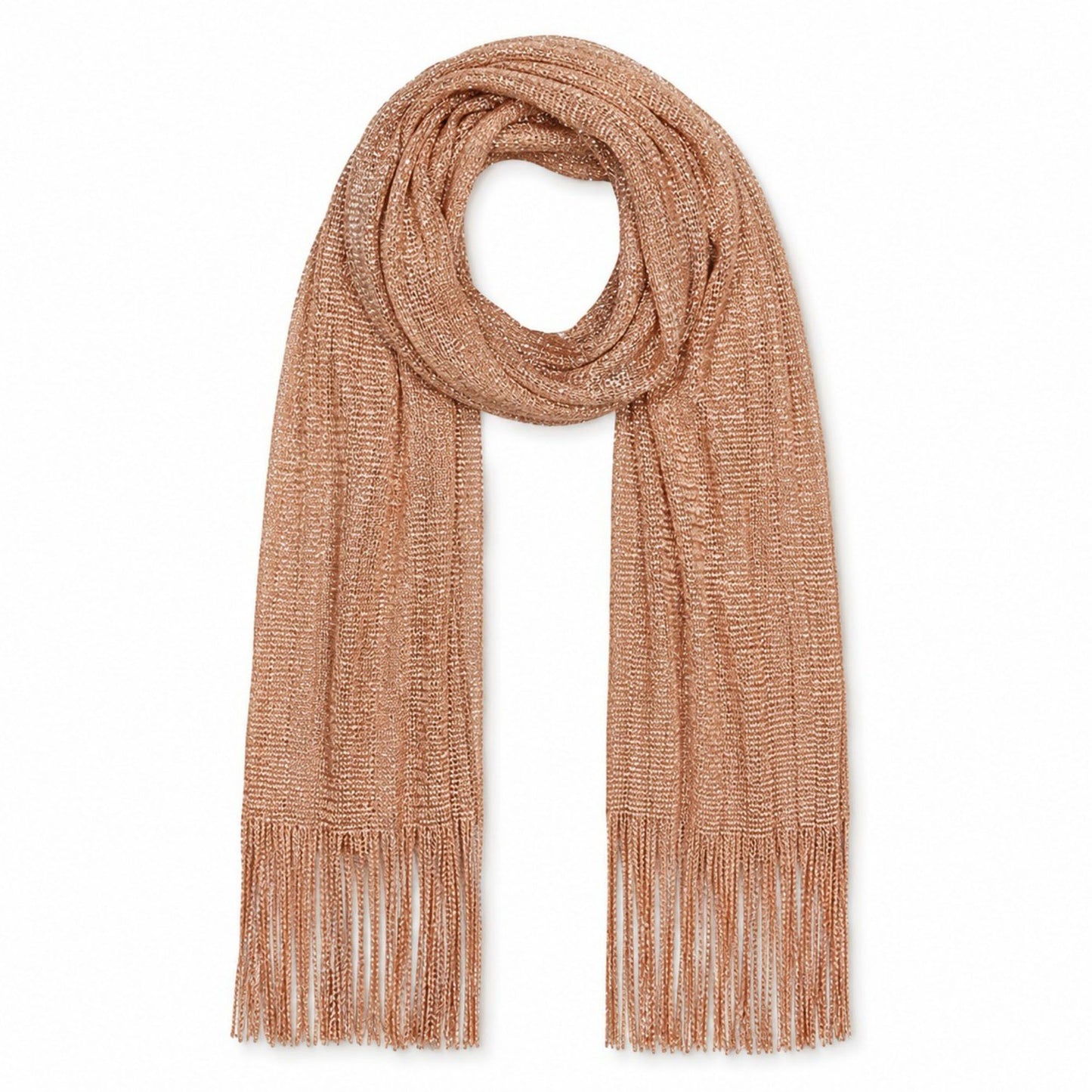 Metallic Shimmer Fringe Long Scarf