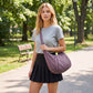 Soft Crescent Hobo Shoulder Bag with Adjustable Strap and Zipper Pockets