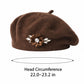 Rhinestone & Flower Embellished Knit Wool Beret