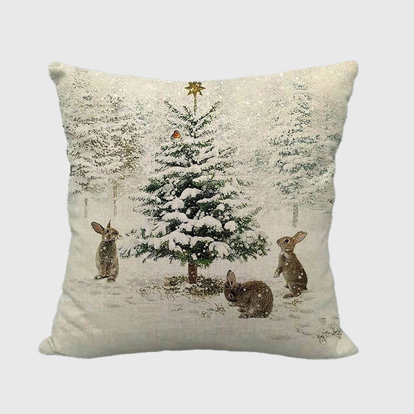 Vintage Winter Throw Comfortable Pillow Cover 18x18in