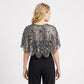 Sequin Mesh Capelet Cover Up with Scalloped Trim