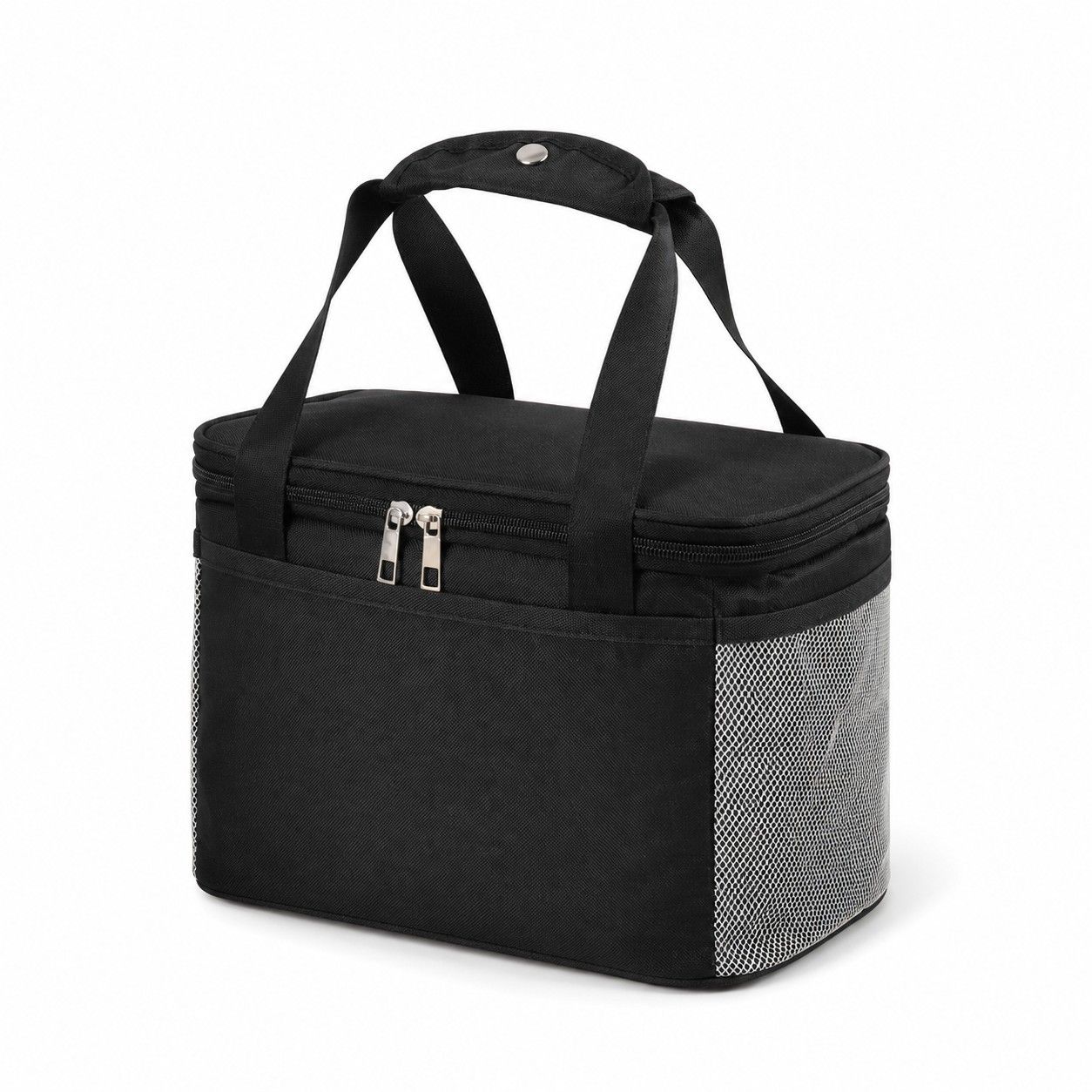 Insulated Lunch Tote Bag with Front Pocket Mesh Side Pockets and Dual Zipper