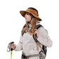 Wide Brim Outdoor Hat with Mesh Ventilation Snap-Up Sides and Chin Strap for Hiking, Beach, Travel, and Sun Protection