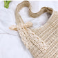 Women's Crochet Woven Hobo Shoulder Bag with Lace Bow Accent and Lined Interior