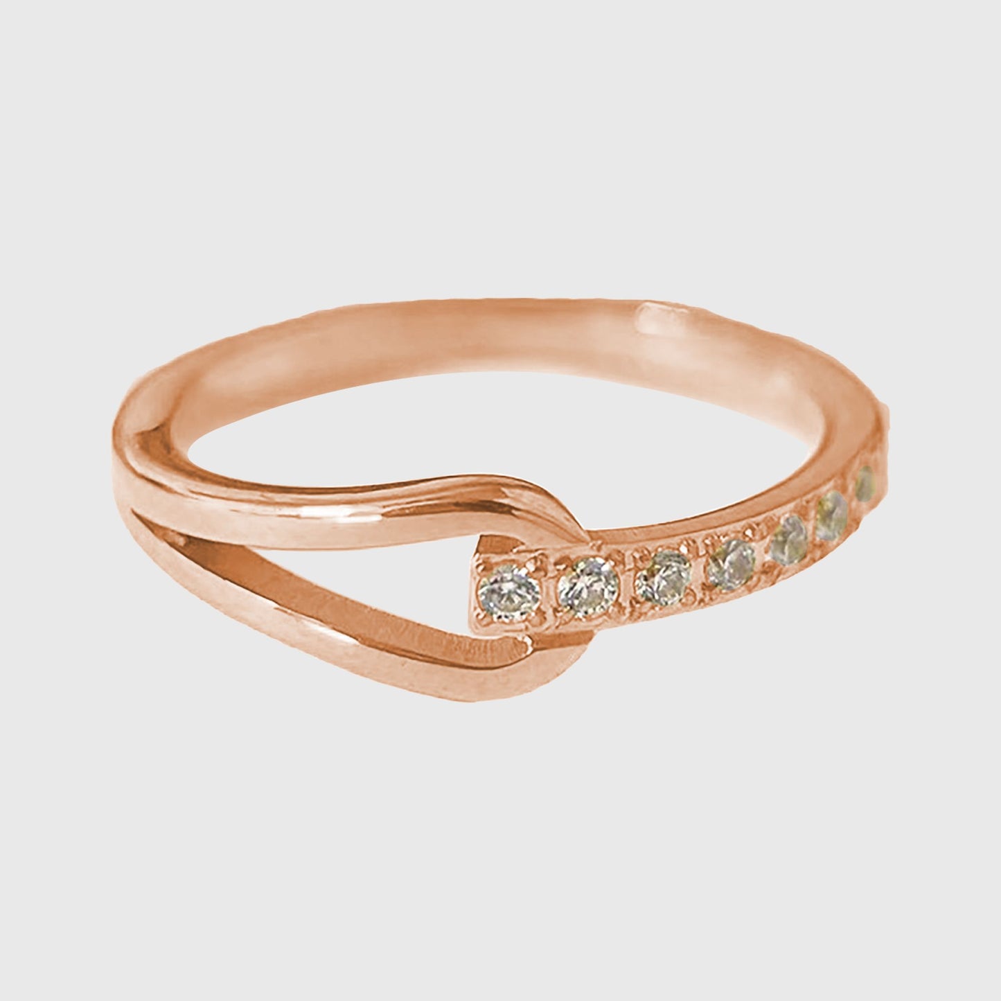 Women's Buckle Statement Ring with Cubic Zirconia - Twisted Band Sparkle Ring for Daily & Dressy Styling