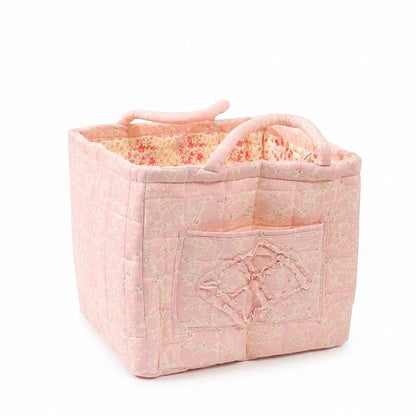 Floral Quilted Storage Caddy with Carry Handles