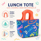 Printed Lunch Tote Bag with Padded Handles and Zipper Closure