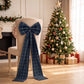 Large Plaid Christmas Bow with Long Ribbon Tails