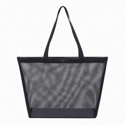 Reusable Mesh Shopping Tote Bag with Snap Closure and Carry Handles