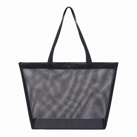 Reusable Mesh Shopping Tote Bag with Snap Closure and Carry Handles