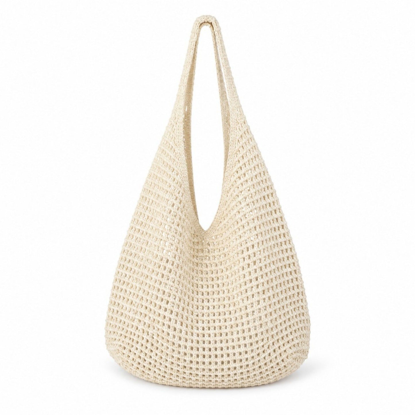 Crochet Tote Bag Red Open Knit Shoulder Bag Large Capacity Hobo Purse