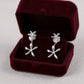 Women's Double Layer Flower Drop Earrings with Metallic Petal Design