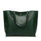 Large Faux Leather Shoulder Tote Bag with Tassel and Magnetic Snap Closure
