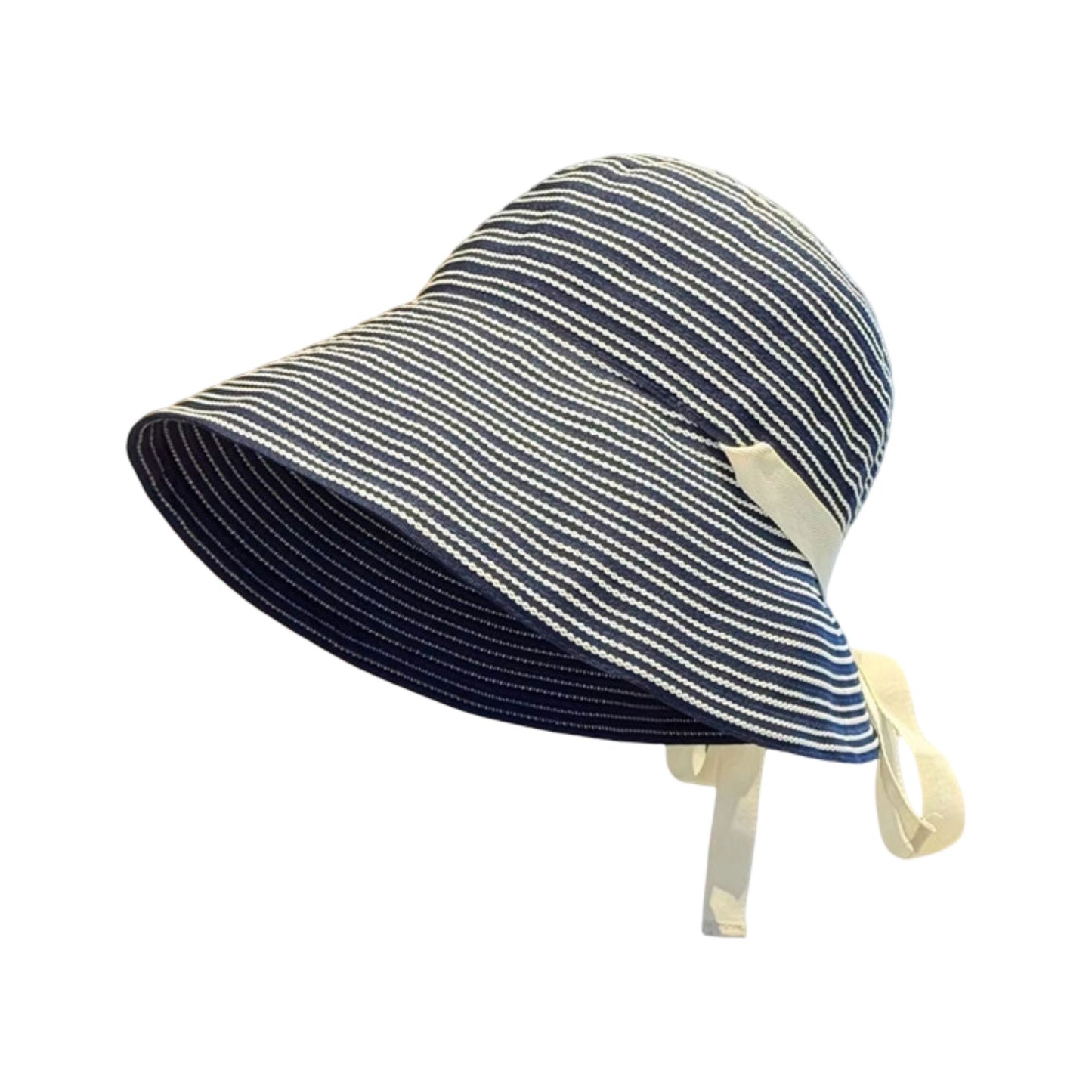 Striped Wide Brim Sun Hat with Tie Back