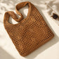 Open Weave Shoulder Bag with Magnetic Closure and Slouchy Woven Carryall Design
