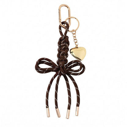 Macrame Bow Keychain with Heart Charm