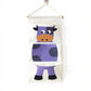 Hanging Canvas Storage Organizer with Cartoon Crocodile Design and Three Pockets 25.5x11.8 in
