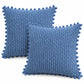 2 Pack Double Sided Corduroy Throw Pillow Covers 18 x 18 Inch with Pom Pom Trim