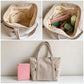 Large Corduroy Tote Bag with Zipper Pockets