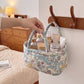Floral Print Quilted Organizer Tote Bag with Multiple Pockets and Carry Handles