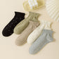 5 Pairs Women¡¯s Ankle Socks Soft Ribbed Top with Small Polka Dot Pattern for Loafers Ballet Flats or Sneakers