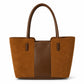 Faux Suede Tote Bag with Double Shoulder Handles Zip Closure and Interior Pockets