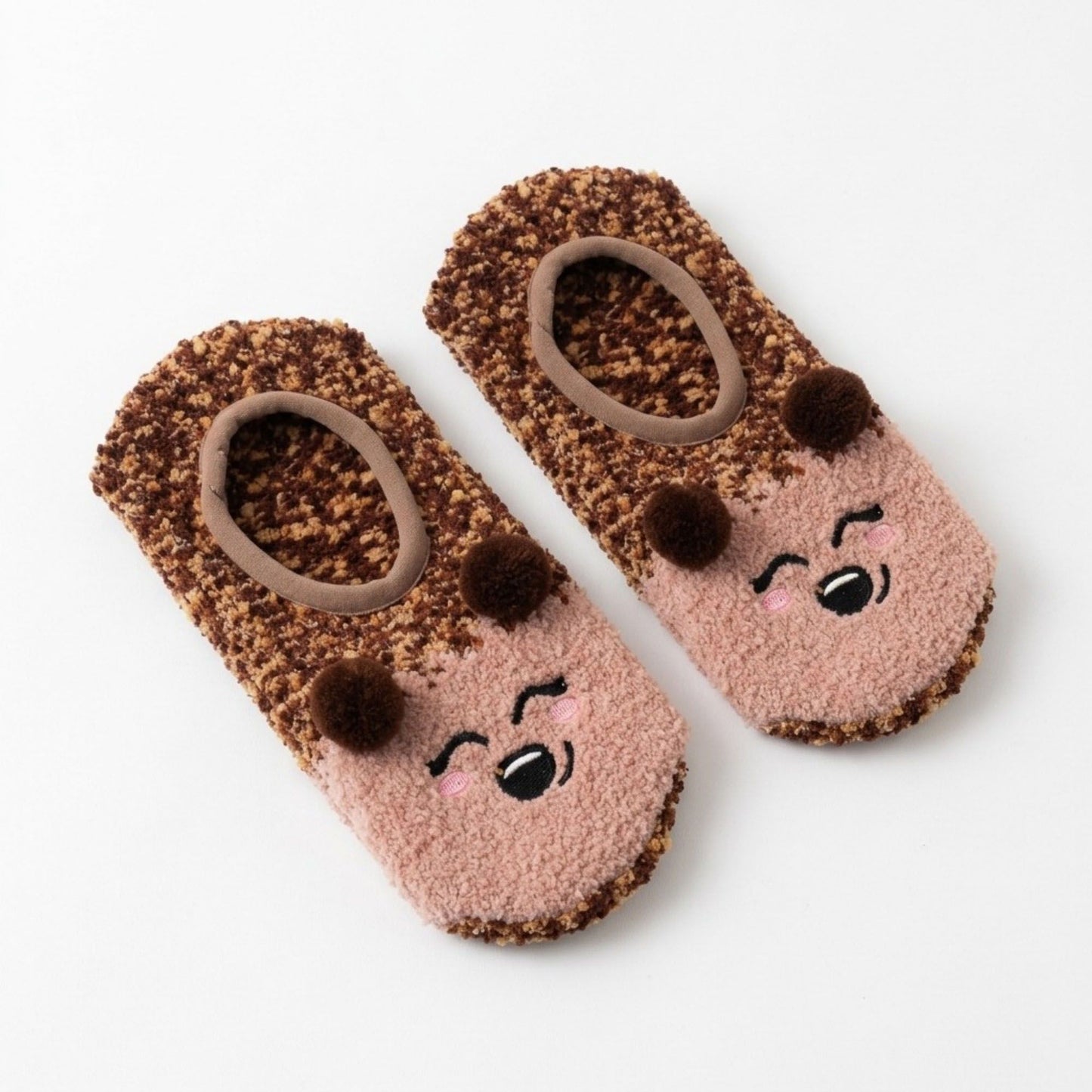 Fuzzy Bear Slipper Socks 2 Pair US 5-10.5