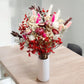 Vibrant Dried Flowers Mixed Floral Arrangement with Pink and Red Accents, 17.8 Inches