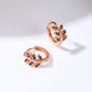 Women's Leaf - Shaped Hoop Earrings with Green Crystals