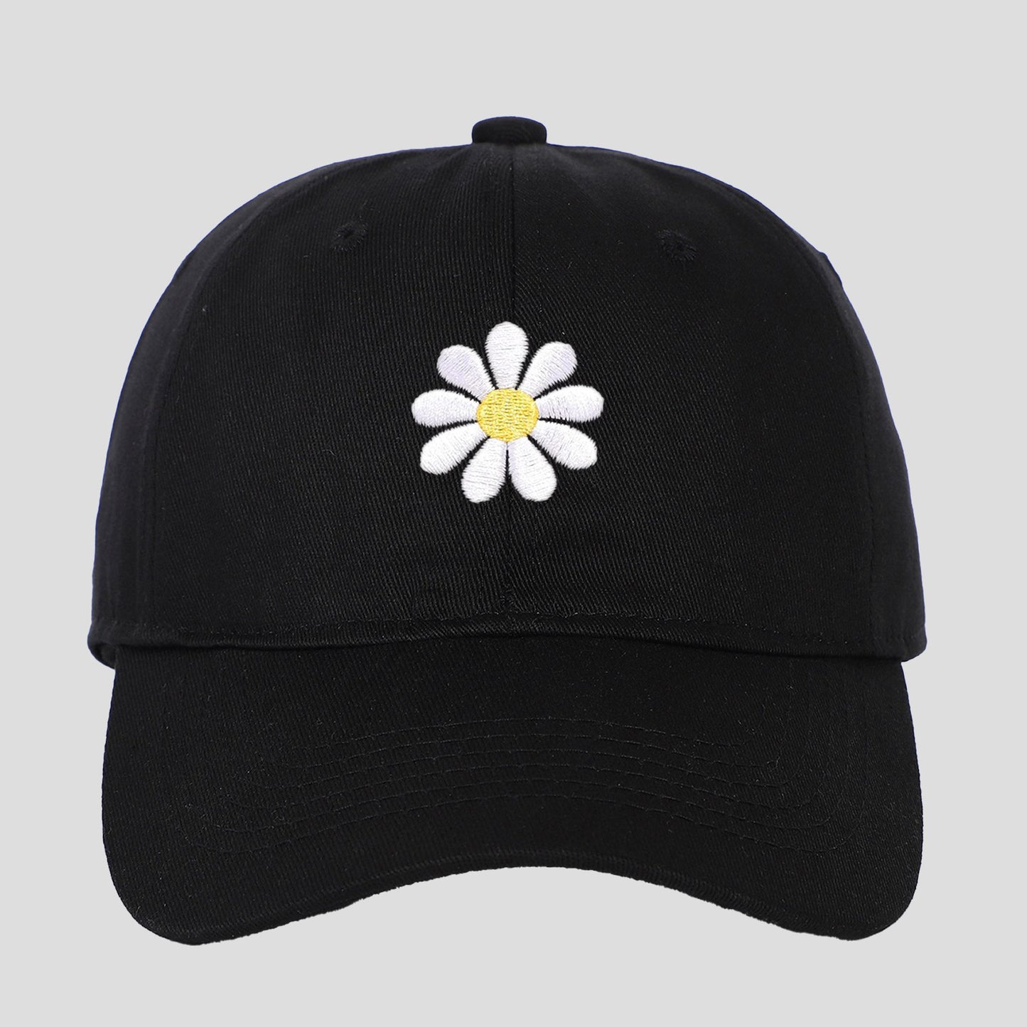 Women's Baseball Cap Stylish Solid Color with Daisy Embroidery