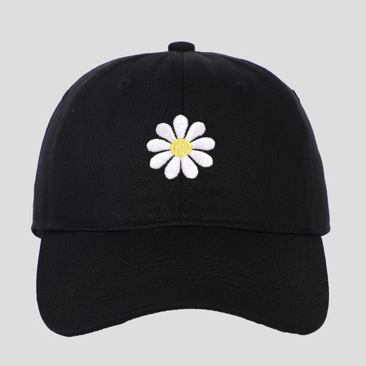 Women's Baseball Cap Stylish Solid Color with Daisy Embroidery