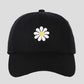 Women's Baseball Cap Stylish Solid Color with Daisy Embroidery