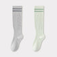 2-Pair Knee-High Athletic Compression Socks with Breathable Mesh and Stripe Design