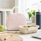 Striped Insulated Lunch Tote Bag with Front Pocket and Zip Closure