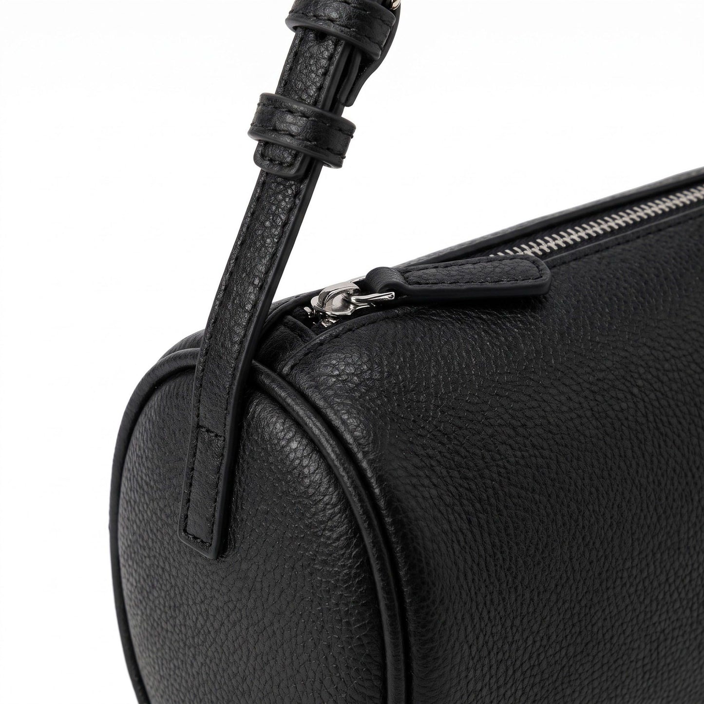 Barrel Shoulder Bag with Adjustable Strap and Top Zipper Closure 7.5x4.5x3in